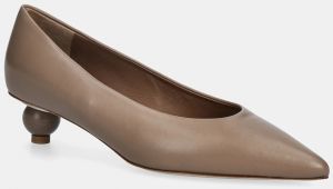 Kožené lodičky Weekend Max Mara Wkabacini hnedá farba, 2615521134600