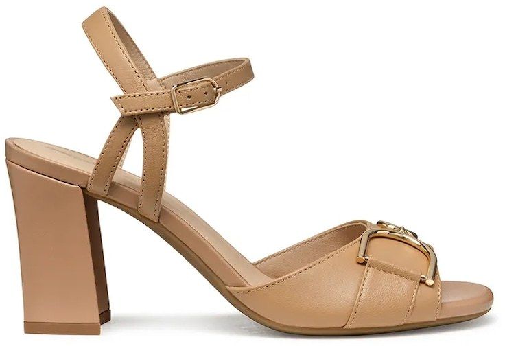 Kožené sandále Geox D NEW ERAKLIA 80 A béžová farba, na podpätku, D55RPA 000TU C5000