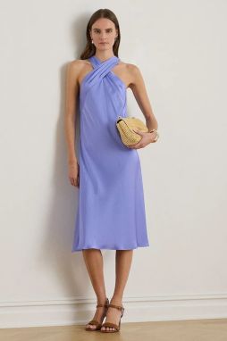 Šaty Lauren Ralph Lauren modrá farba, midi, áčkový strih, 200P03686