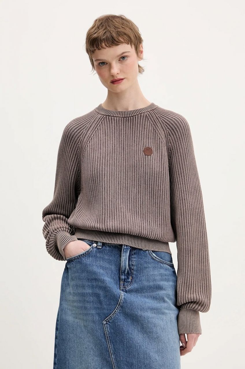 Bavlnený sveter Hugo Blue Slipery_B hnedá farba, 50554206