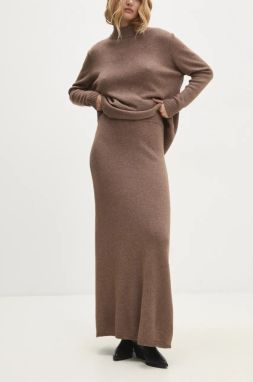 Vlnená sukňa Answear.LAB hnedá farba, maxi, rovný strih