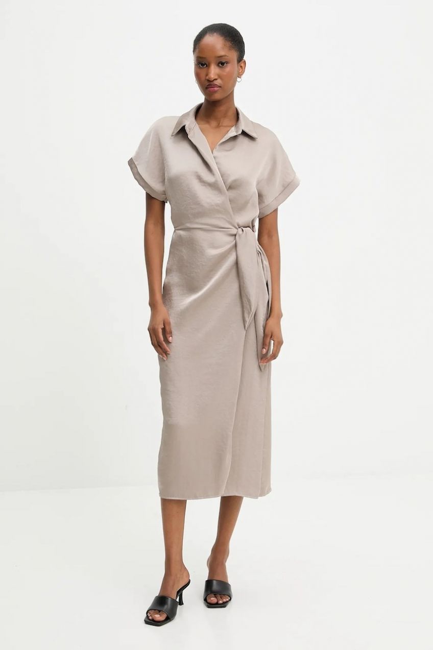 Šaty Answear.LAB béžová farba, midi, rovný strih