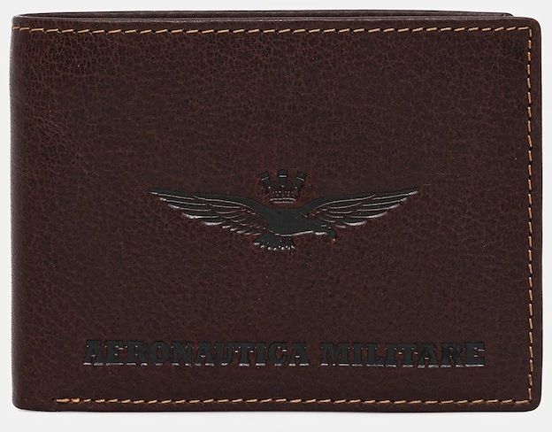 Kožená peňaženka Aeronautica Militare hnedá farba, AM241