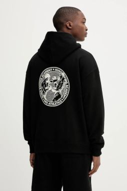 Bavlnená mikina HUGO Duwrestie čierna farba, s kapucňou, s potlačou, 50542399