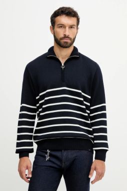 Vlnený sveter Paul&Shark modrá farba, ľahký, s rolákom, 15311142