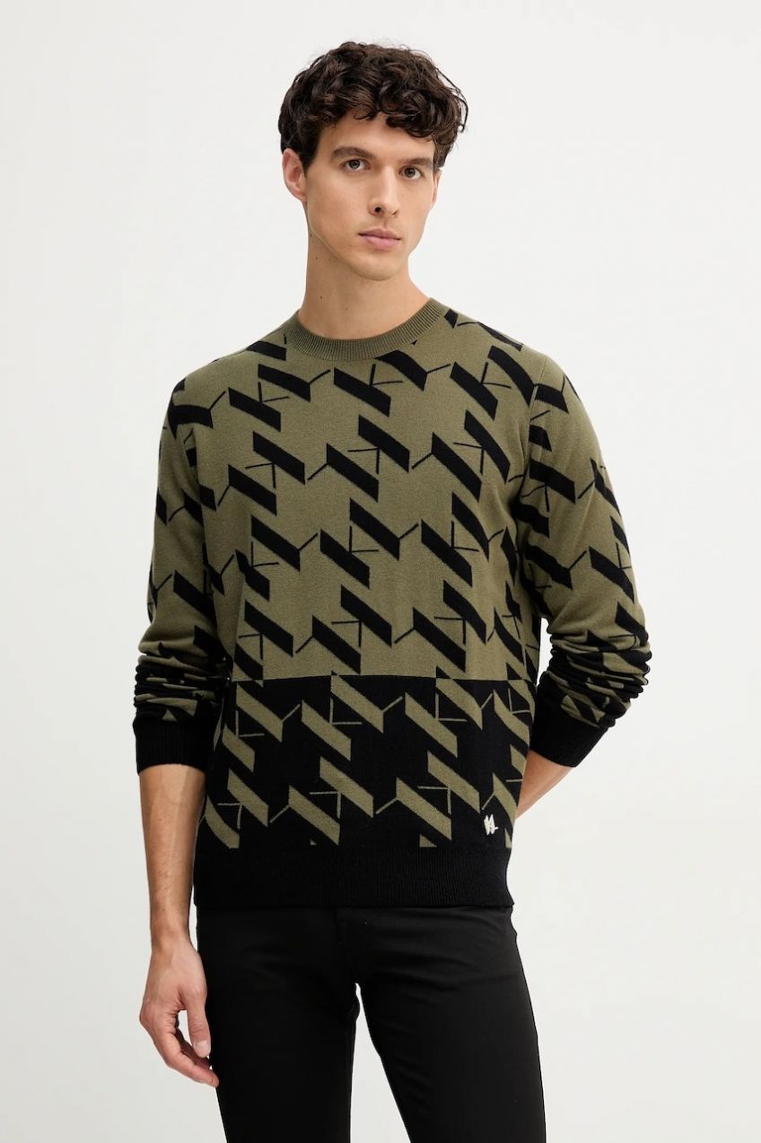 Sveter s prímesou vlny Karl Lagerfeld čierna farba, 554305.655022