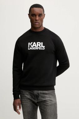 Bavlnená mikina Karl Lagerfeld čierna farba, s potlačou, 561917.705780