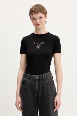 Tričko Guess Jeans dámske, čierna farba, W6RI15 J1314