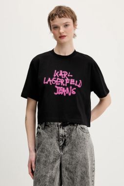 Bavlnené tričko Karl Lagerfeld Jeans dámske, čierna farba, B1W17054