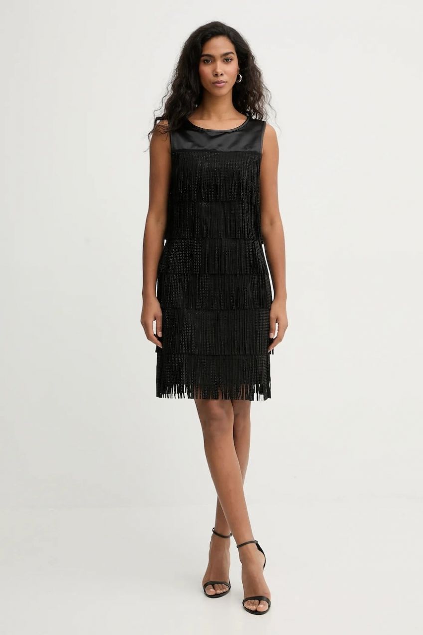 Šaty Karl Lagerfeld čierna farba, mini, rovný strih, B1W13056