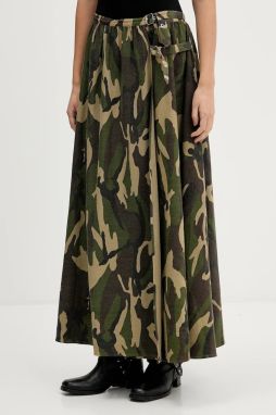 Sukňa The Ragged Priest zelená farba, maxi, áčkový strih, RPAW251037WV