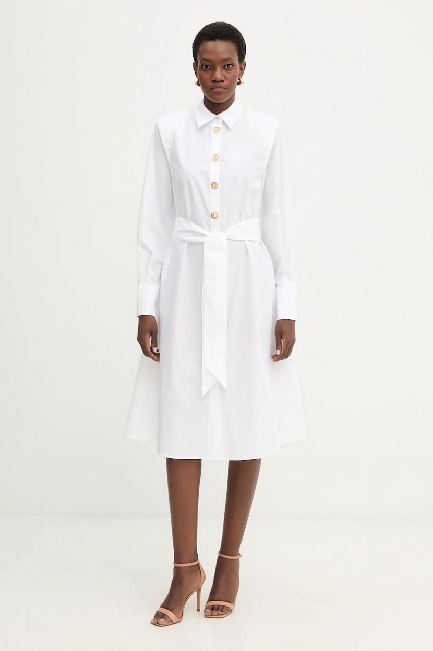 Bavlnené šaty Karl Lagerfeld biela farba, midi, oversize, B1W13026