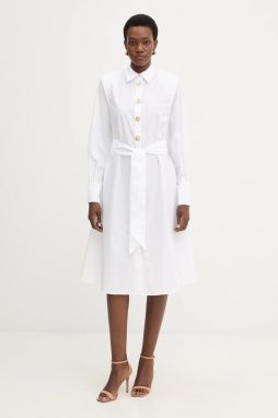 Bavlnené šaty Karl Lagerfeld biela farba, midi, oversize, B1W13026