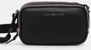 Kožená taška Tommy Hilfiger čierna farba, AM0AM14022