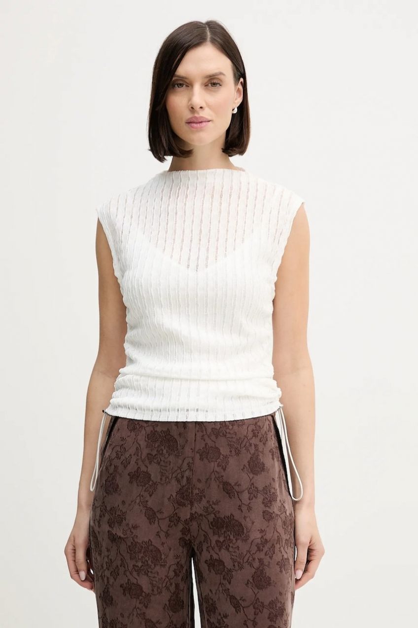 Blúzka Dkny biela farba, jednofarebná, P5JHTDPG