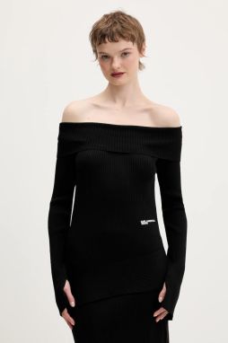 Sveter Karl Lagerfeld Jeans čierna farba, ľahký, B1W18028