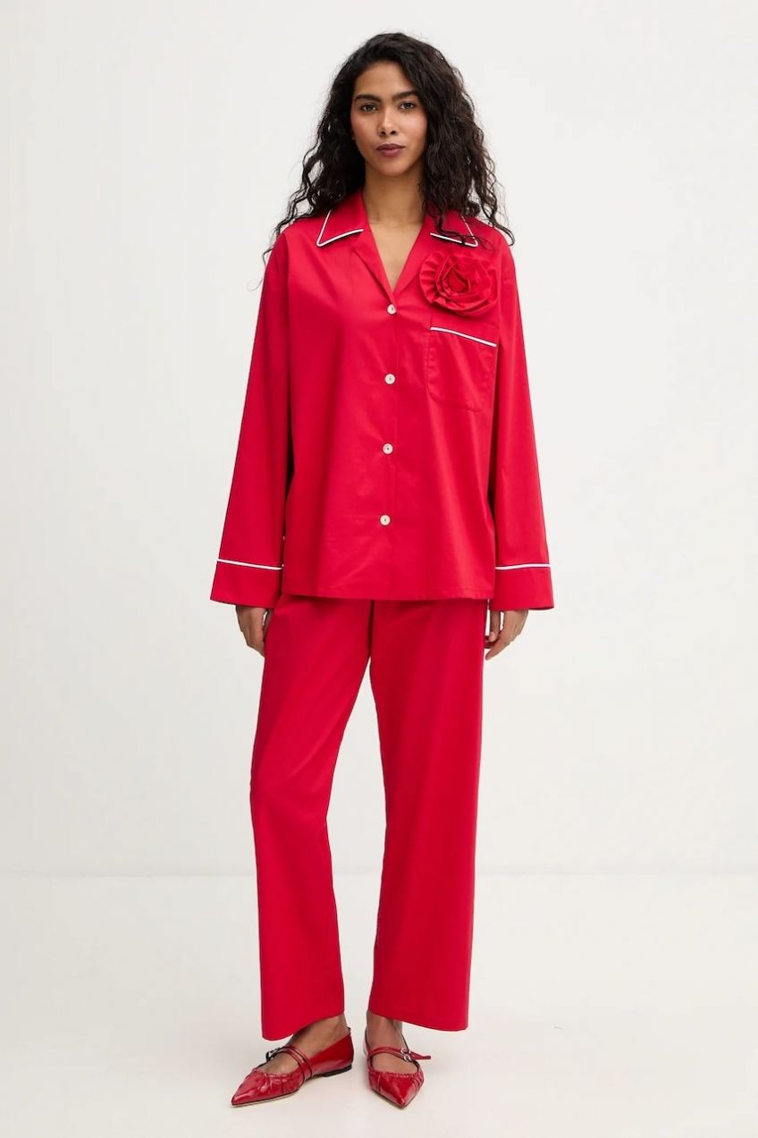 Bavlnené pyžamo The Sleeper červená farba, bavlnené, RSSP06P013R