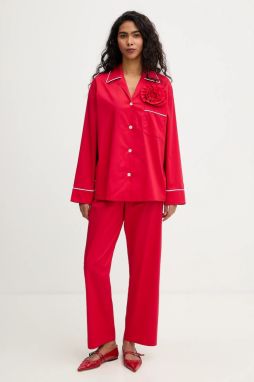 Bavlnené pyžamo The Sleeper červená farba, bavlnené, RSSP06P013R