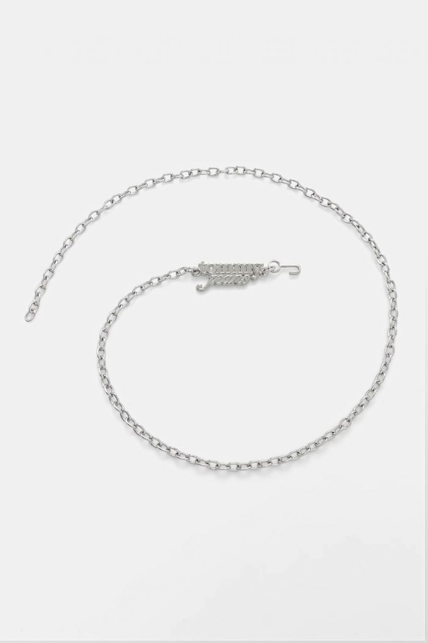 Opasok Tommy Jeans strieborná farba, AW0AW18264