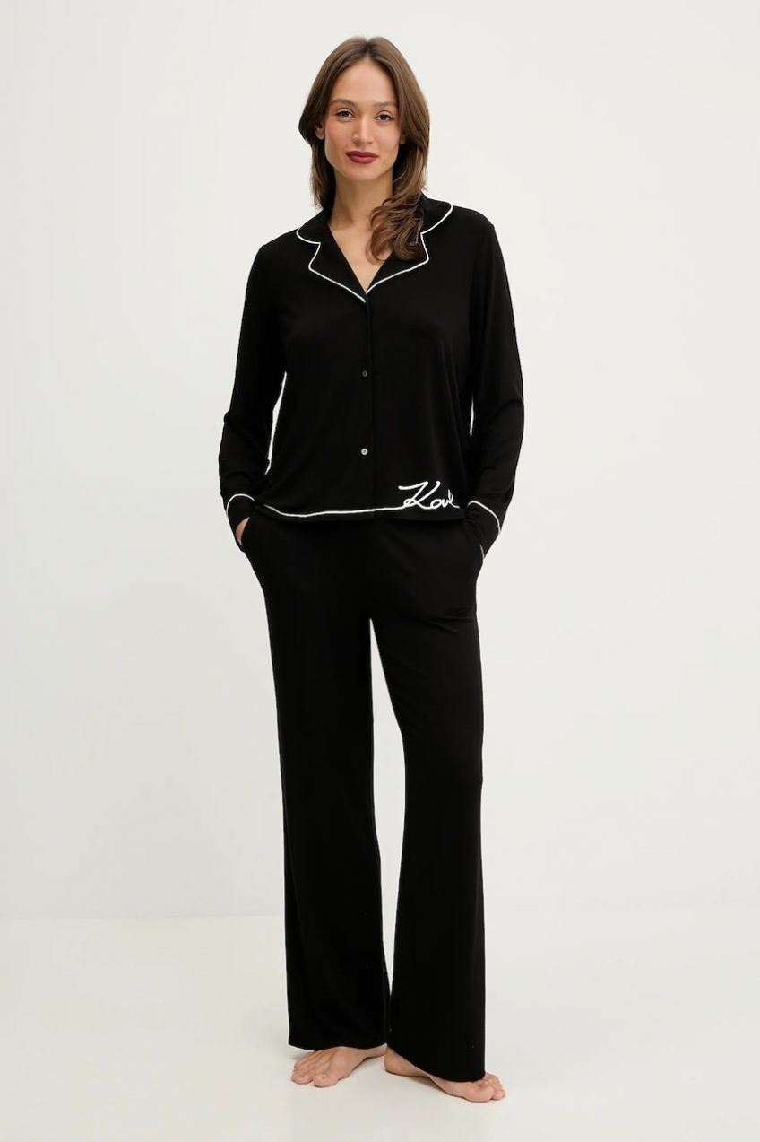 Pyžamo Karl Lagerfeld dámske, čierna farba, B1W45010
