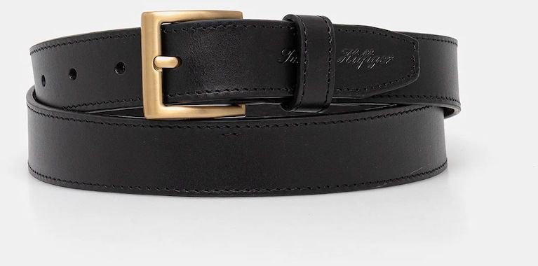 Kožený opasok Tommy Hilfiger čierna farba, AM0AM14067