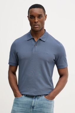 Bavlnené polo tričko BOSS Pallas modrá farba, jednofarebné, 50553564