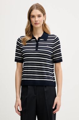 Sveter s prímesou vlny Tommy Hilfiger tmavomodrá farba, ľahký, WW0WW48450