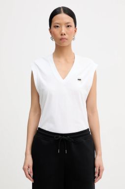 Bavlnený top Karl Lagerfeld IKON biela farba, B1W17036