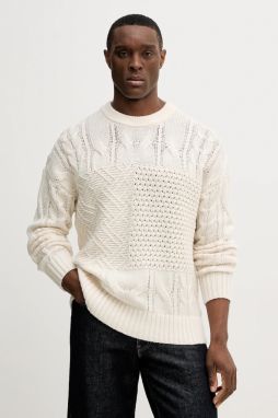 Sveter s prímesou vlny Tommy Hilfiger béžová farba, MW0MW42584