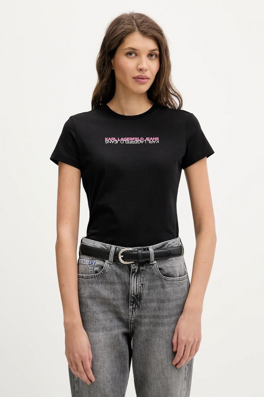 Bavlnené tričko Karl Lagerfeld Jeans dámske, čierna farba, B1W17053