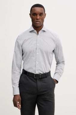 Bavlnená košeľa BOSS H-HANK-SP-B1-C1-261 tmavomodrá farba, slim, s klasickým golierom, 50555977