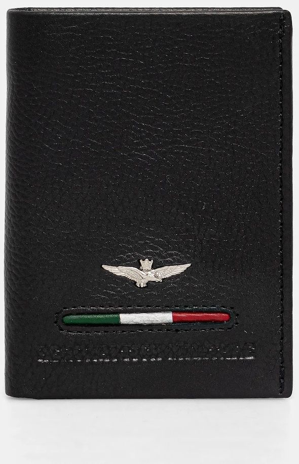 Kožená peňaženka Aeronautica Militare pánska, čierna farba, AM154