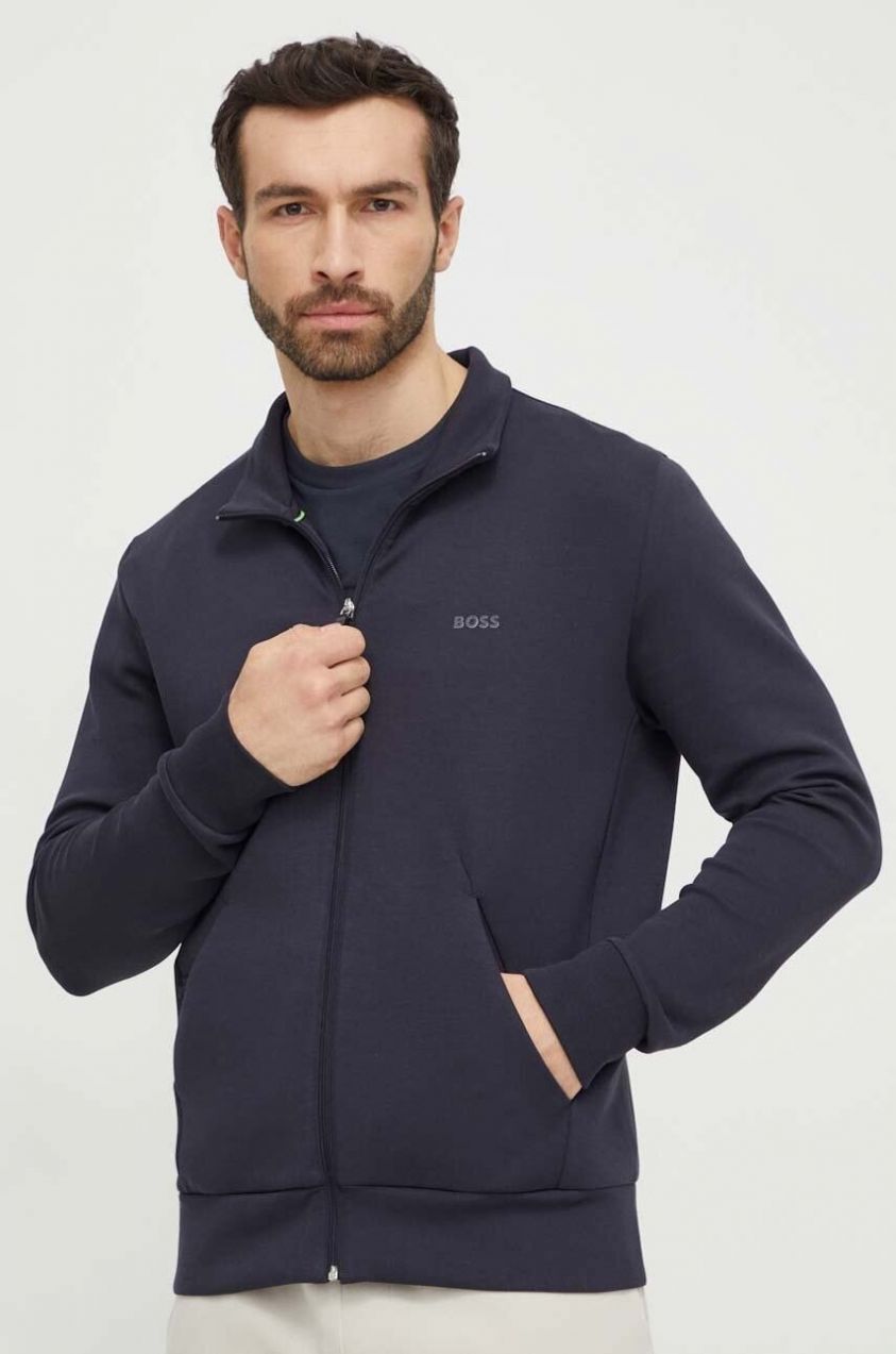 Mikina Boss Green Skaz pánska, tmavomodrá farba, jednofarebná, 50506152