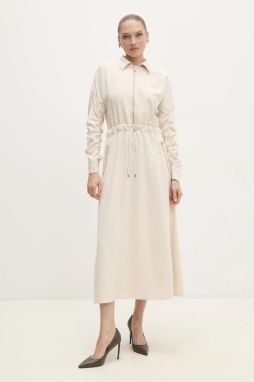 Šaty Answear.LAB béžová farba, maxi, áčkový strih