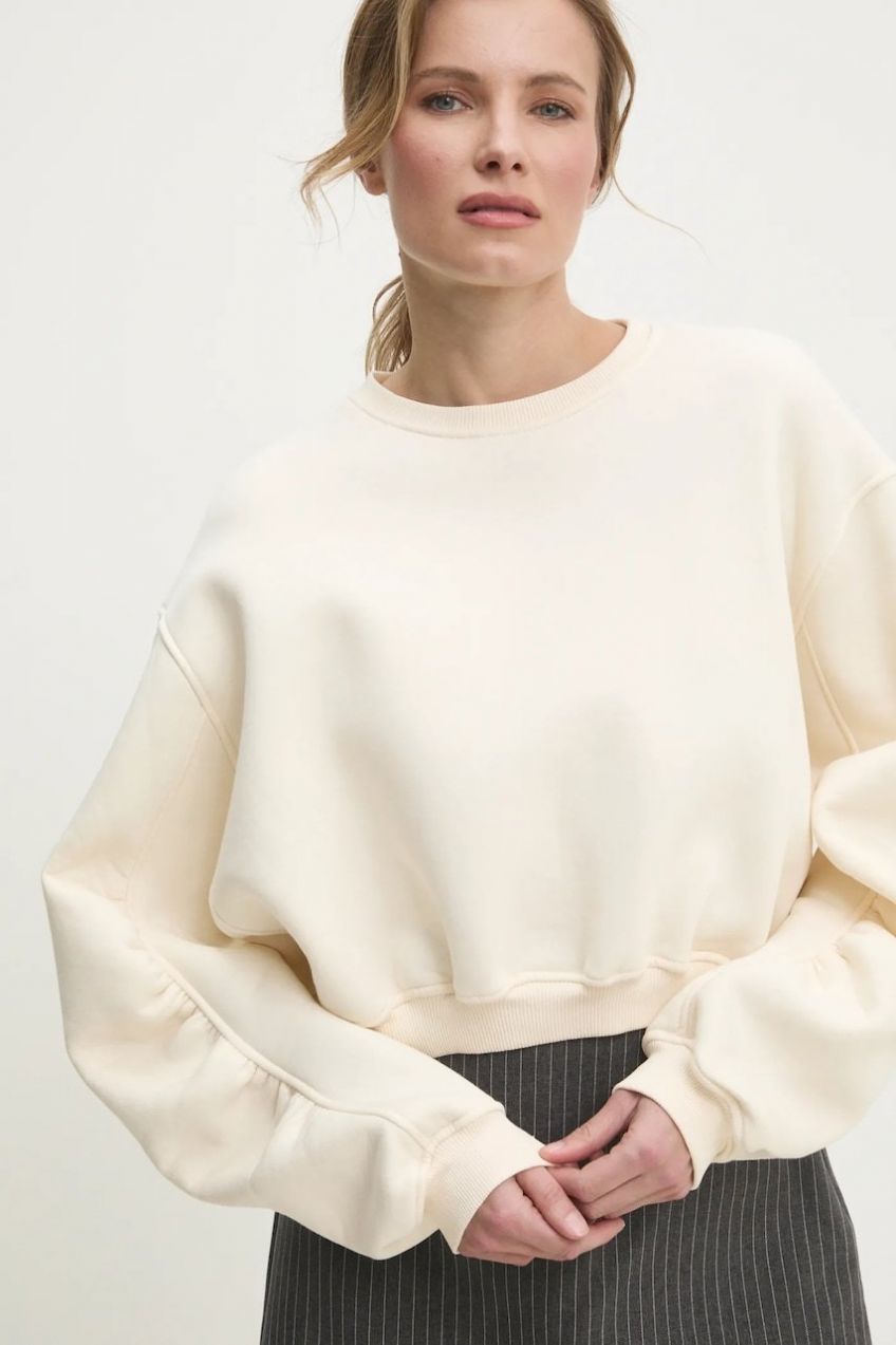 Mikina Answear.LAB dámska, béžová farba, jednofarebná