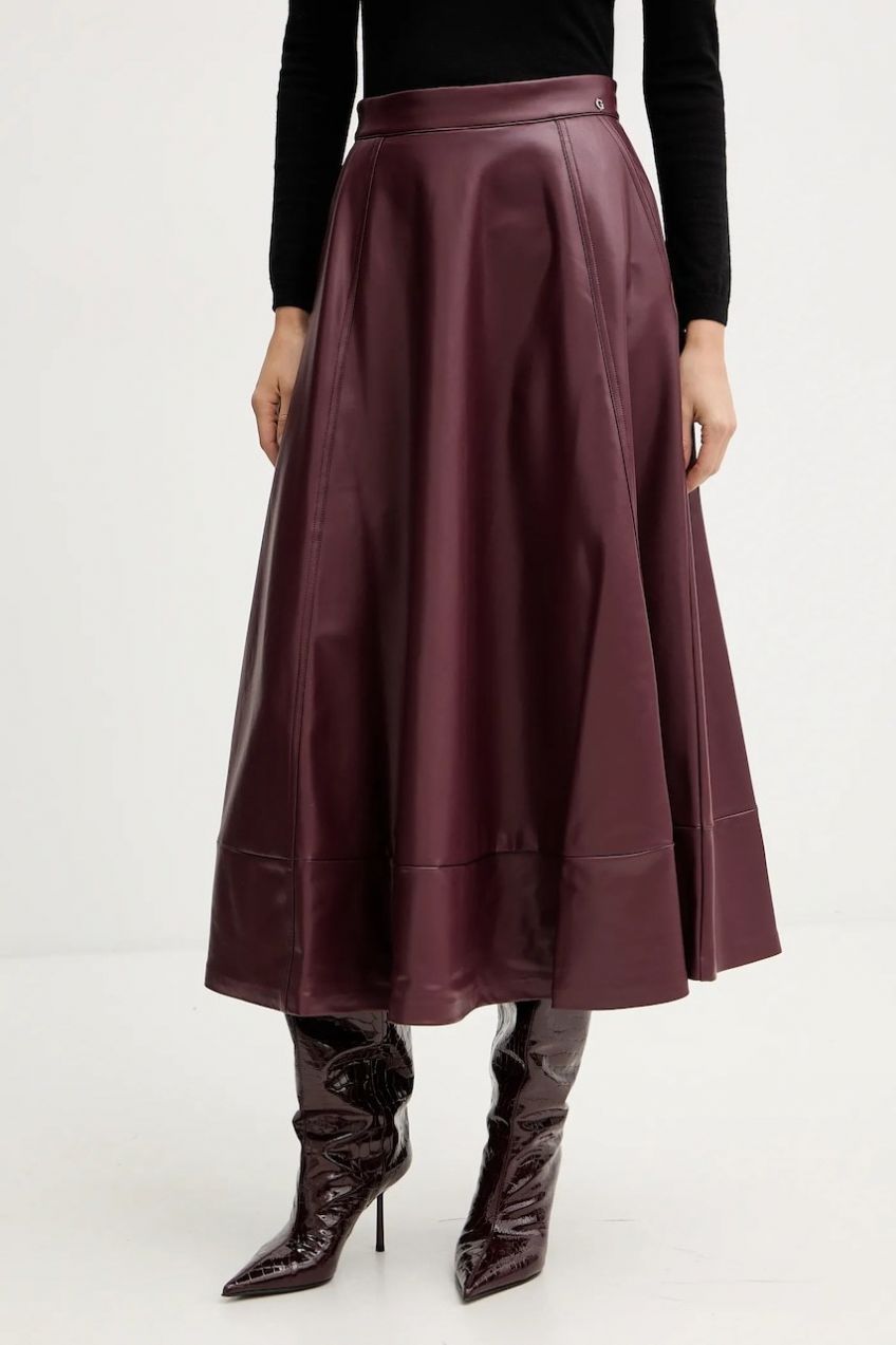 Sukňa Guess DELORES midi, áčkový strih, W5BD71 K8S30