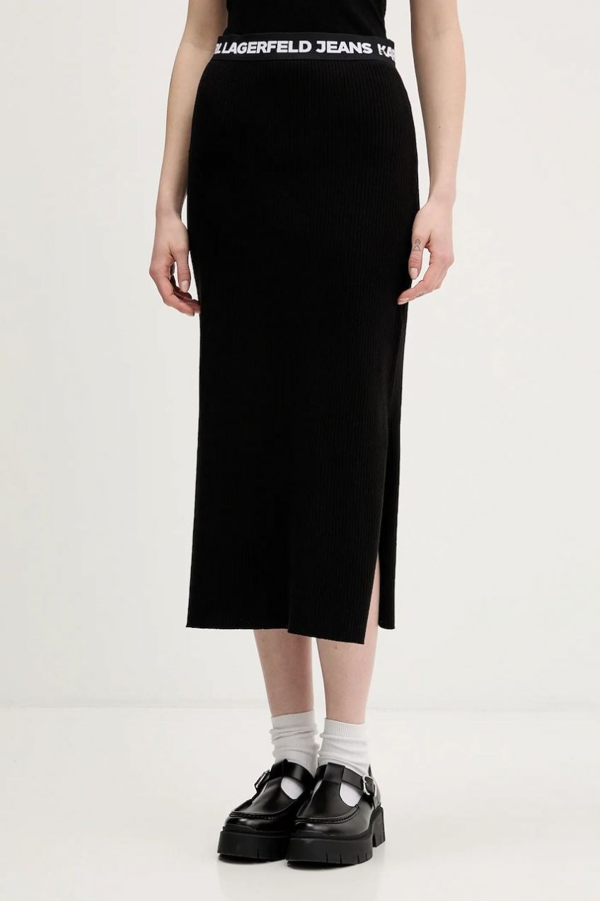 Sukňa Karl Lagerfeld Jeans čierna farba, mini, rovný strih, B1W12021