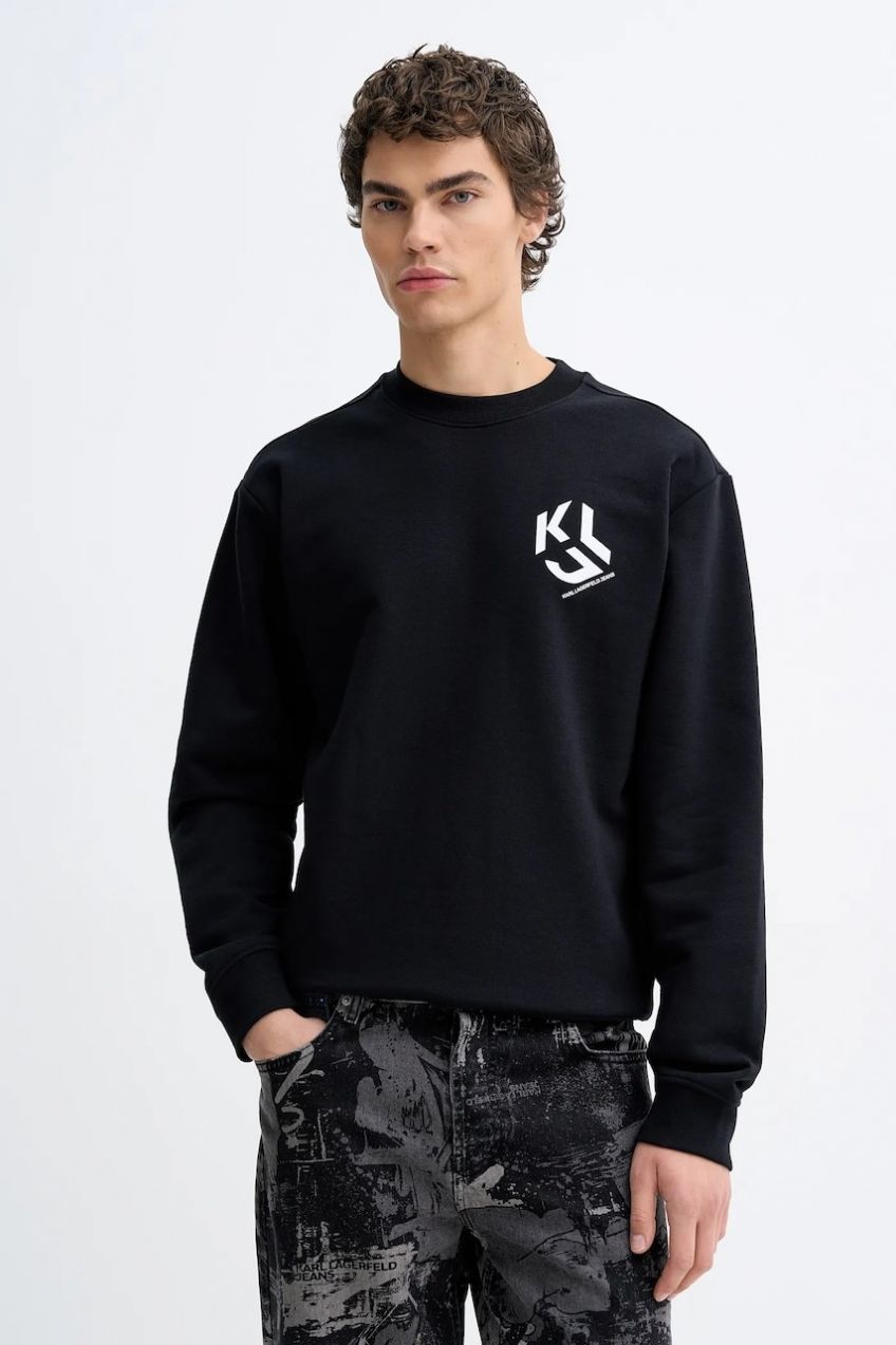 Mikina Karl Lagerfeld Jeans čierna farba, s potlačou, B1M20050