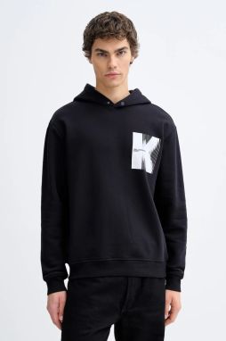 Bavlnená mikina Karl Lagerfeld Jeans čierna farba, s kapucňou, s potlačou, B1M20053