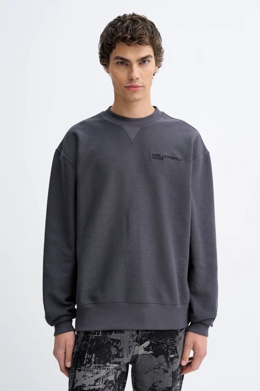 Bavlnená mikina Karl Lagerfeld Jeans šedá farba, jednofarebná, B1M20056