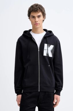 Bavlnená mikina Karl Lagerfeld Jeans čierna farba, s kapucňou, jednofarebná, B1M20068