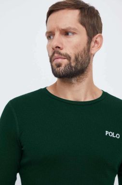 Pyžamové tričko s dlhým rukávom Polo Ralph Lauren zelená farba, s potlačou, 714899615
