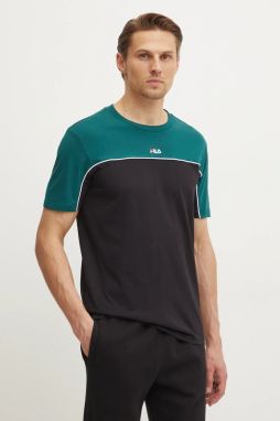 Bavlnené tričko Fila Libatse pánske, čierna farba, vzorované, FAM0784