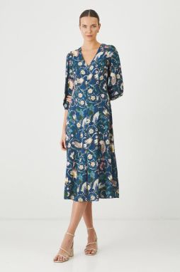 Šaty Medicine tmavomodrá farba, midi, áčkový strih