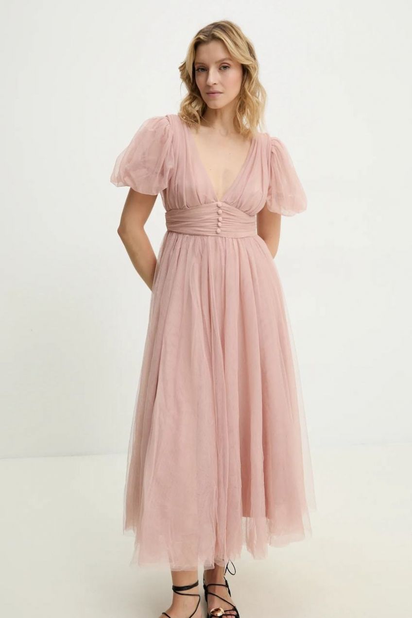 Šaty Answear.LAB béžová farba, maxi, áčkový strih