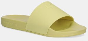 Šľapky Calvin Klein Jeans SLIDE MONOGRAM TPU zelená farba, YW0YW01715
