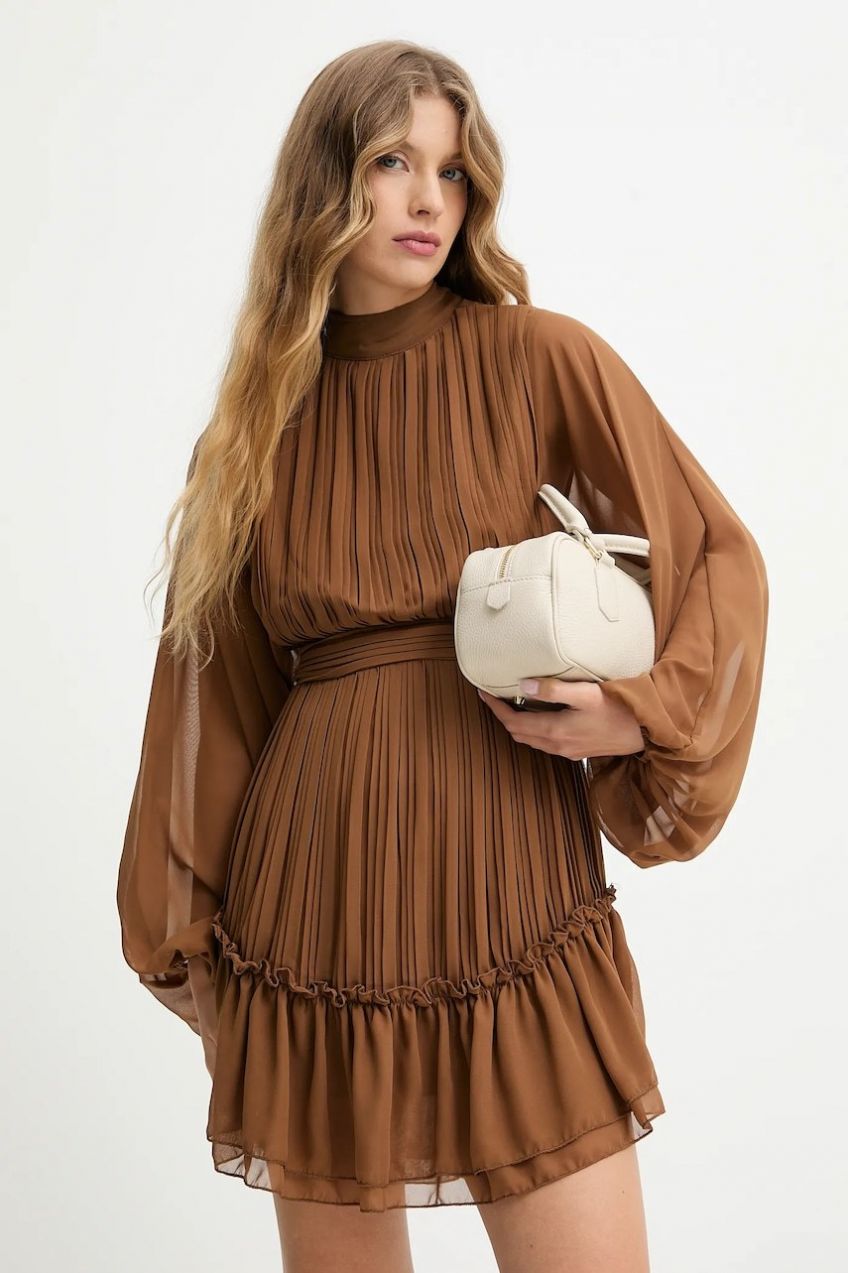 Šaty Answear.LAB béžová farba, mini, áčkový strih