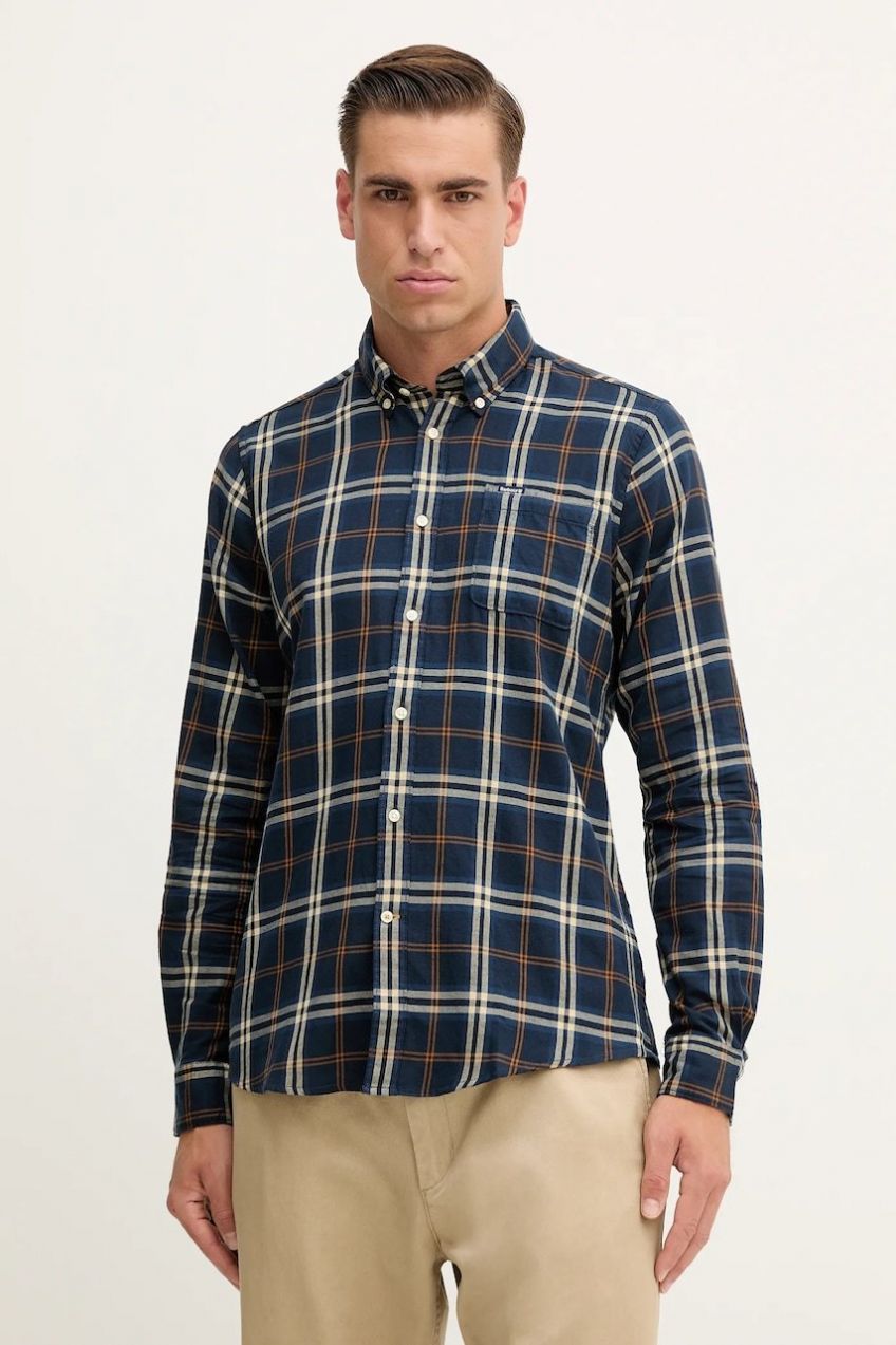 Bavlnená košeľa Barbour CROSSFELL modrá farba, regular, s golierom button-down, MSH4995