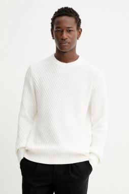 Bavlnený sveter HUGO Syer biela farba, 50546995
