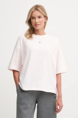 Bavlnené tričko Calvin Klein Jeans dámske, ružová farba, LV047D204G